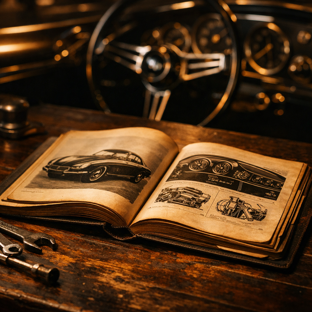 Manual impresso em bancada vintage